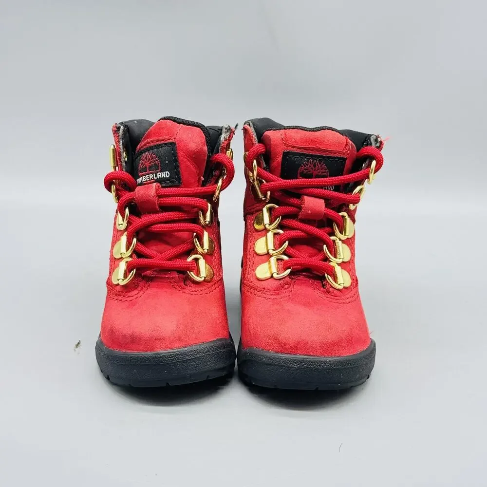 Timberland Boots Toddler Girls Boys 5 Red Suede Field Hiking Ankle Lace Up Shoes